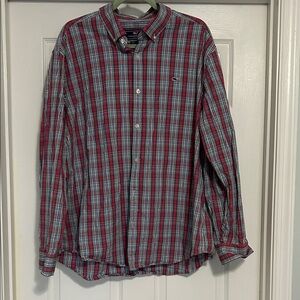 Vineyard Vines Red and Blue Plaid Button-Down Shirt